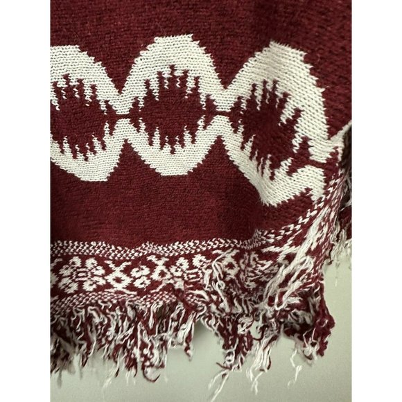 AZ Cape Poncho With Sleeves Red With Boho Aztec Design - Picture 8 of 11